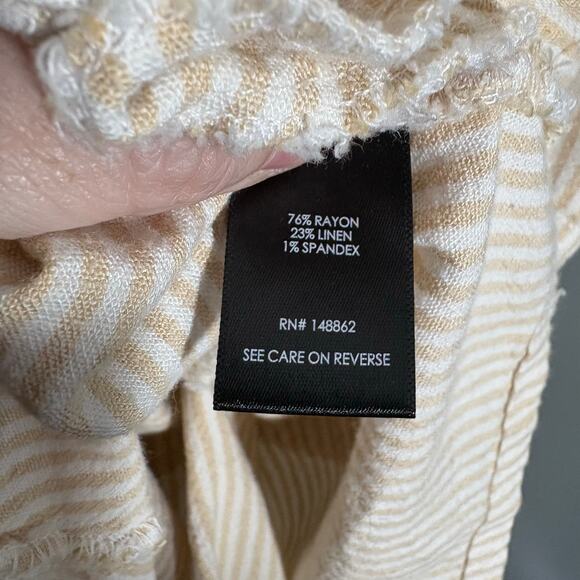 Torrid White & Peach Striped Linen Blend Shortalls - 1 (1X) - Women's Plus Size - Picture 5 of 6